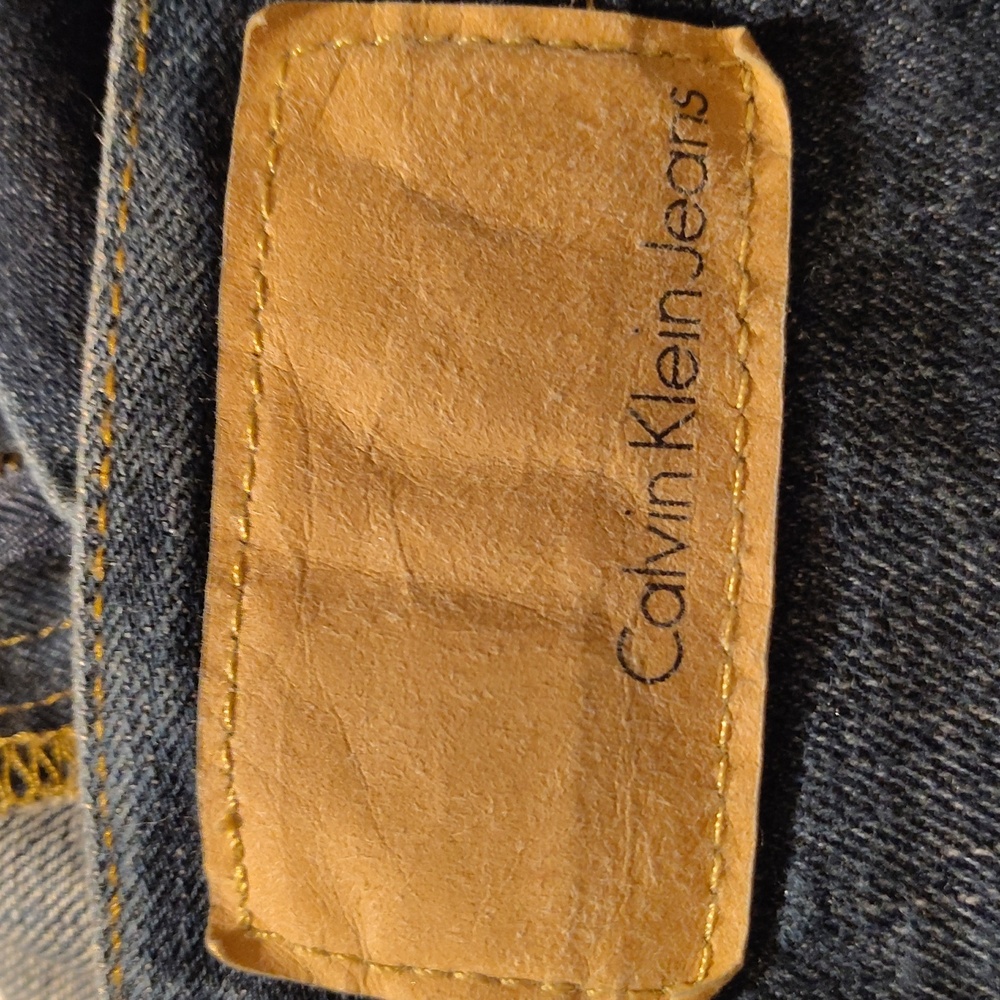 Calvin Klein (36Wx35L)Straight Leg Jeans, Men Blue Denim Pckts, High-rise, ZipUp - Picture 3 of 13